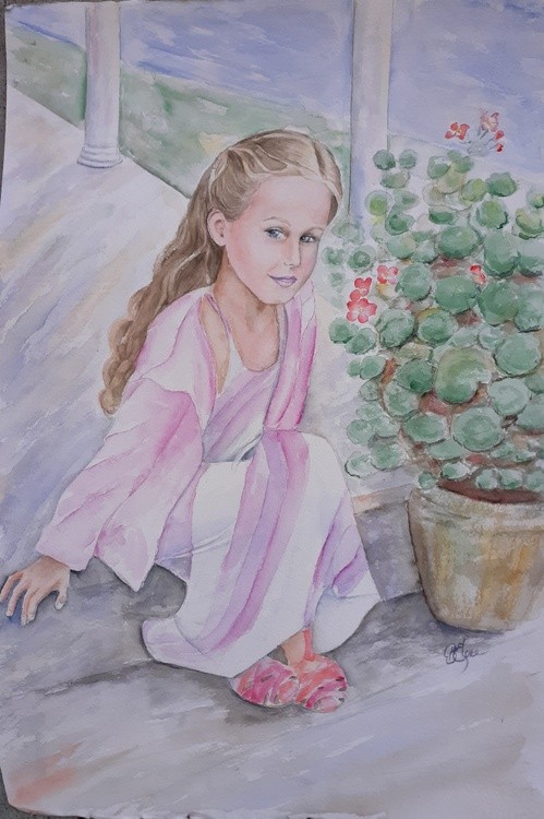 Girl w/ Geraniums