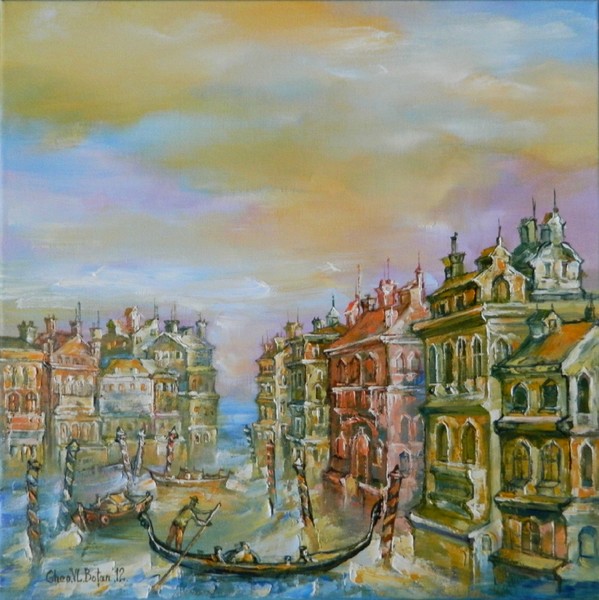 'PANORAMA FROM GRAND CANAL-VENICE'-OIL/CANVAS-