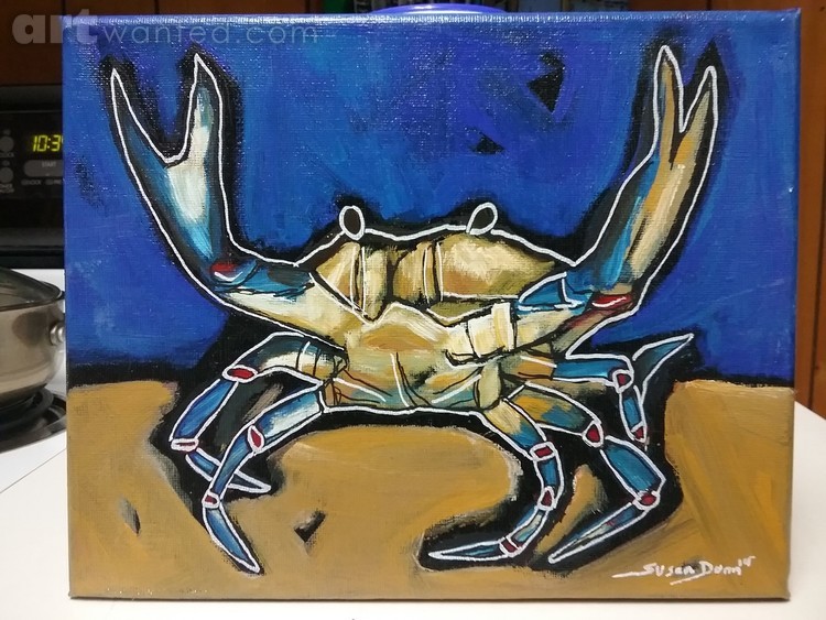 Original Blue Crab Painting South Carolina Susan D