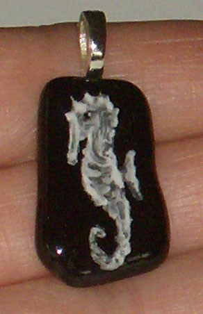 White Seahorse Pendant