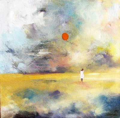 Girl with orange balloon