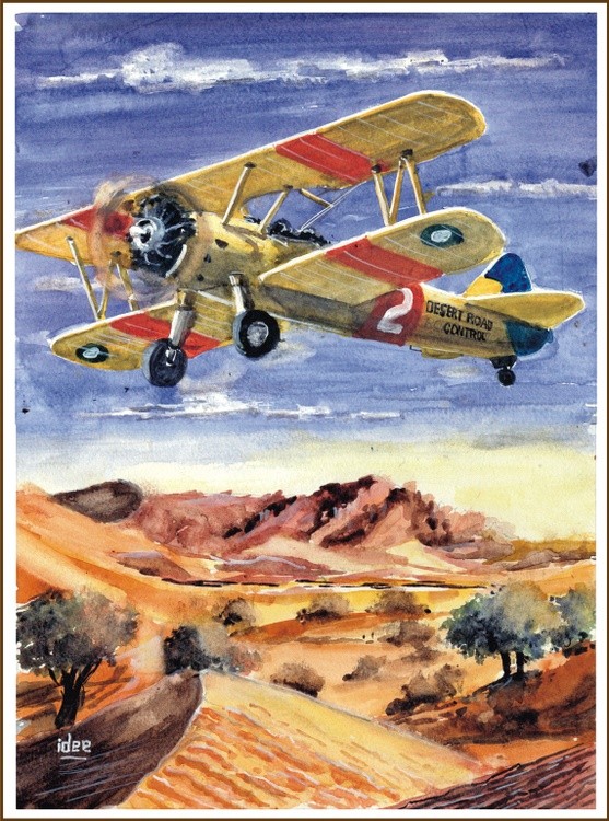 Biplane over the desert