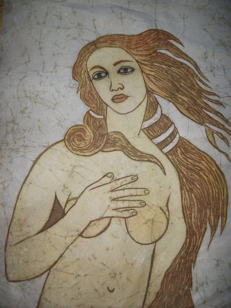 releitura em batiquedetalhe da venus de boticceli