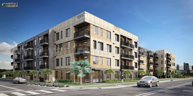 Exterior community rendering ideas landscaping building, Qatar - Mexico city