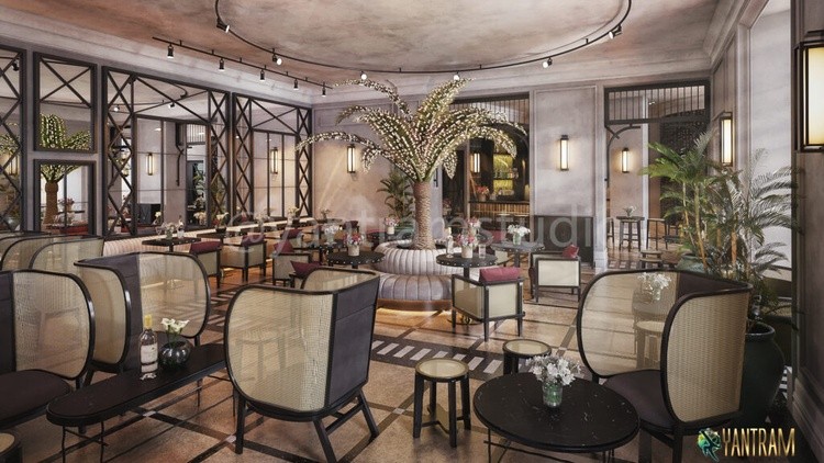 3D Interior Rendering of a Restaurant designed by 3D Architectural Interior Rendering Surat