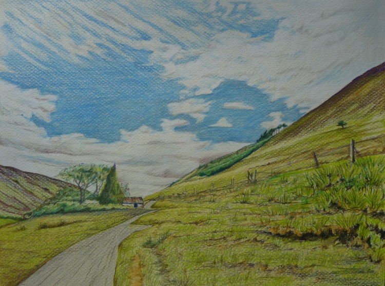 Up GlenGloy,coloured pencil,A4