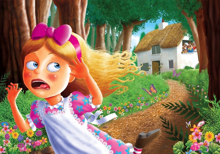 Goldilocks Fleeing Cottage, (Goldilocks And the Three Bears)