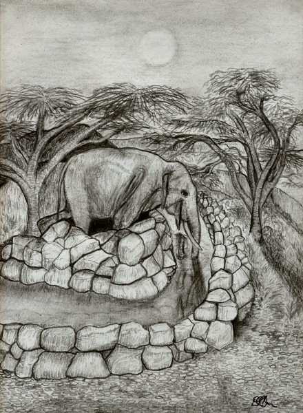ELEPHANT HAVING A DRINK