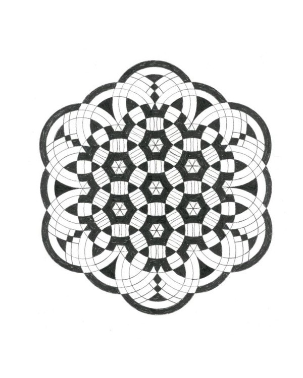 Mandala Sacred Geometry Black White