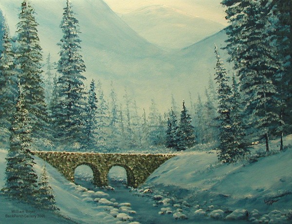 2005-001HaC 22x28 Smoky Mountain Stone Bridge