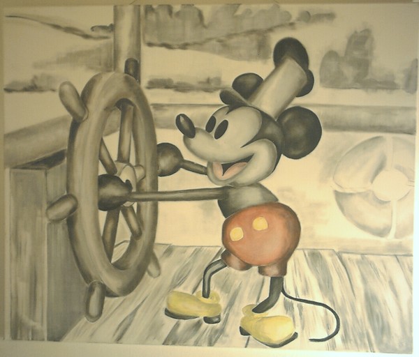 Mouse with ridiculous hat and steering wheel