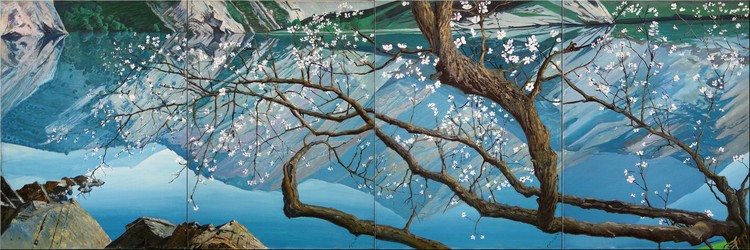 Apricot tree over the water