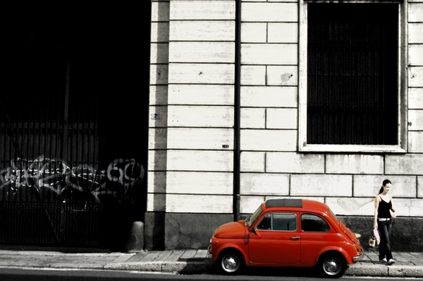 Small red car 