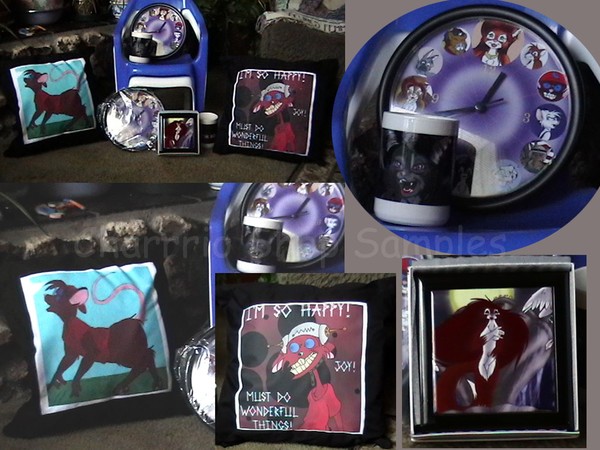 Shop Samples, Clock, Pillows, Mugs, KeepSake Box