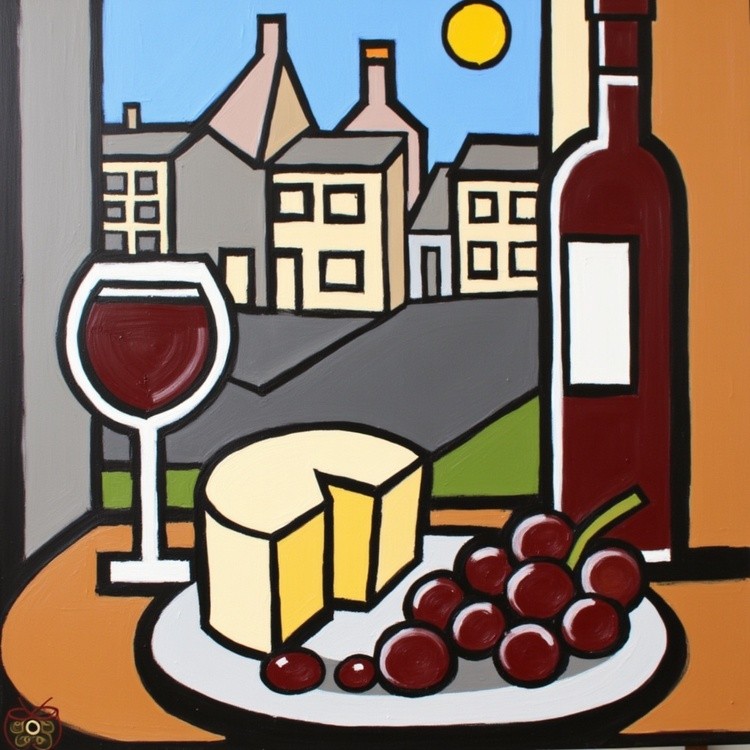 Redwine still life cheese block