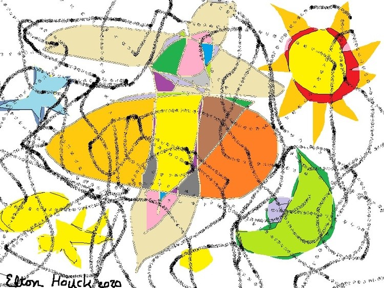 the flight of THE COSMIC HORSE-FLY..(c) 2020..elton houck.digital.strange-but not even possible art