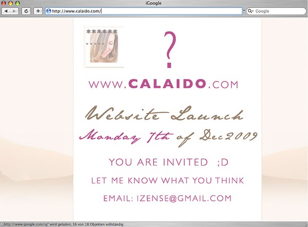 • WEBSITE LAUNCH mon 7th Dec 7am www.calaido.com