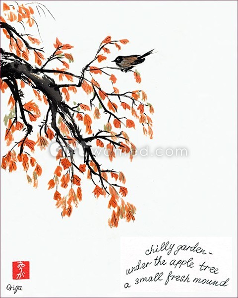 Cat's grave. Haiga.