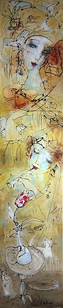 1156, Afternoon Duet, 190-40 cm, acrylic on canvas, 2011