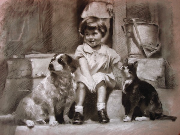 Three Friends on the Doorstep