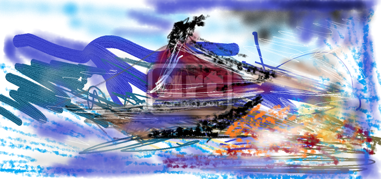 boat in the colorful sea