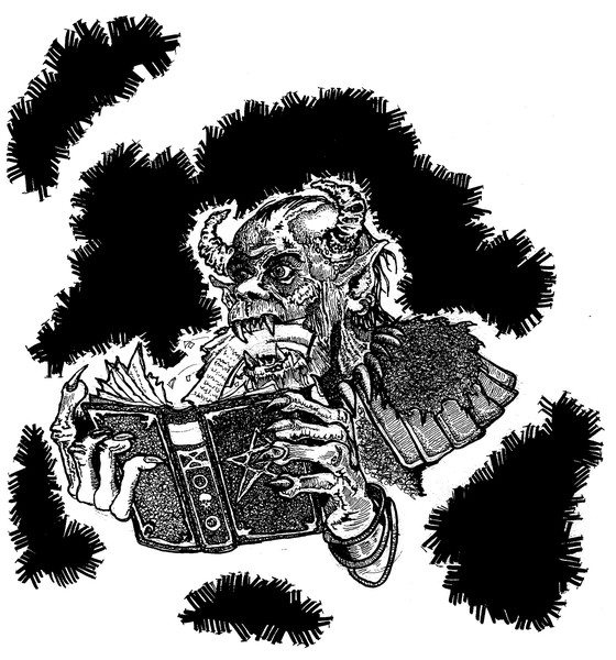 Demon eating books