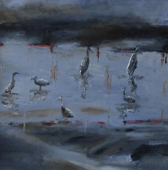 Birds in marsh (50x50)