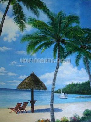 Tropical palm tree on seabeach