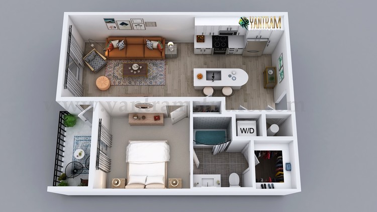 3D Semi-Classic Floor Plan Rendering Service by Yantram 3D Animation Studio, Australia - Sydney