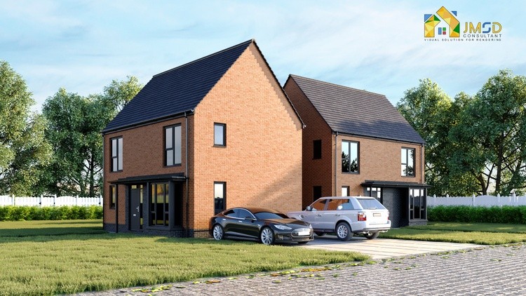 Residential Exterior 3D House Rendering Services USA