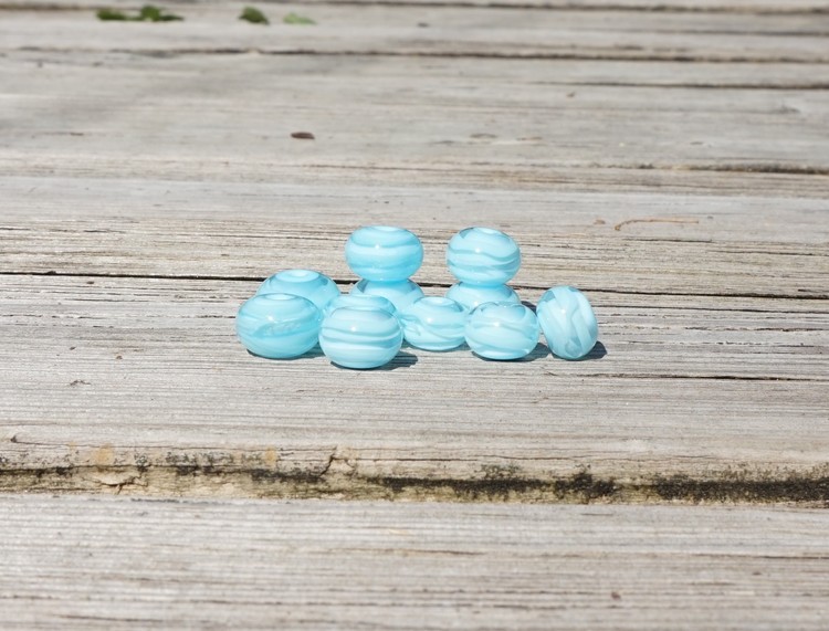 Ocean Waves on Teal Lampwork Beads