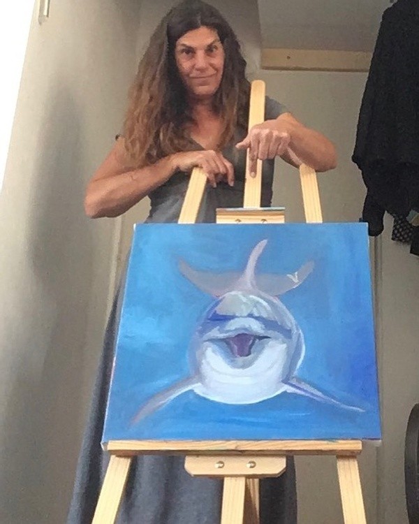 Selfie with a new oilpainting Im working on