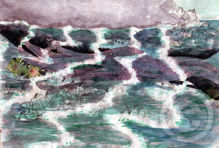 under water