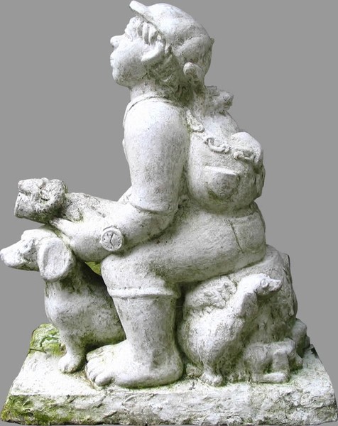 BOY,DOGS AND BUNNY - SCULPTURE