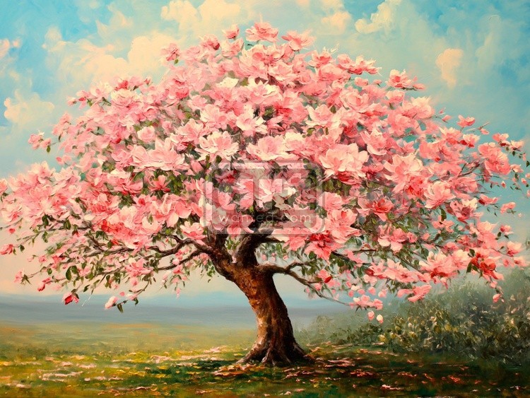 Spring Print, Flower Field Landscape Printable Art, Flower Meadow Oil Painting, Optimistic Painting 