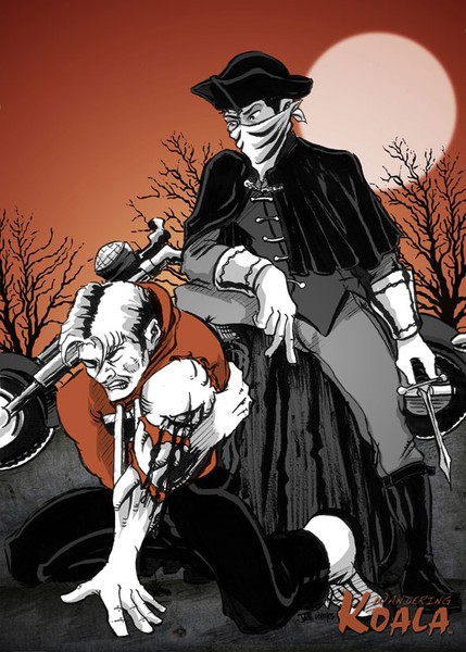 Wandering Koala wrangels with The Highwayman