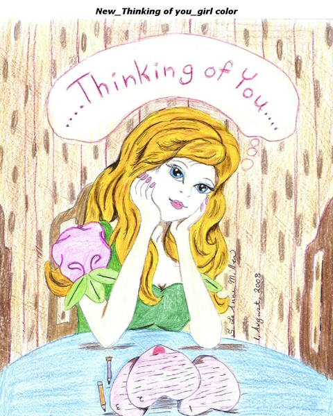 Thinking of you girl writing letter