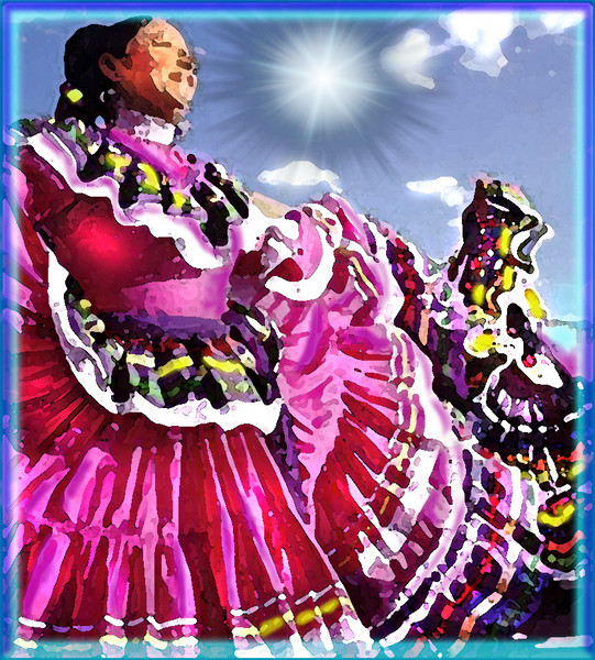 HISPANIC WOMAN DANCING IN SANTE FE by Miguel