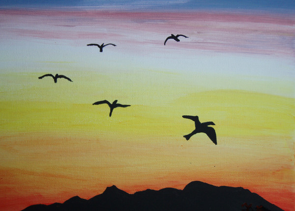 Birds in Sunset SOLD