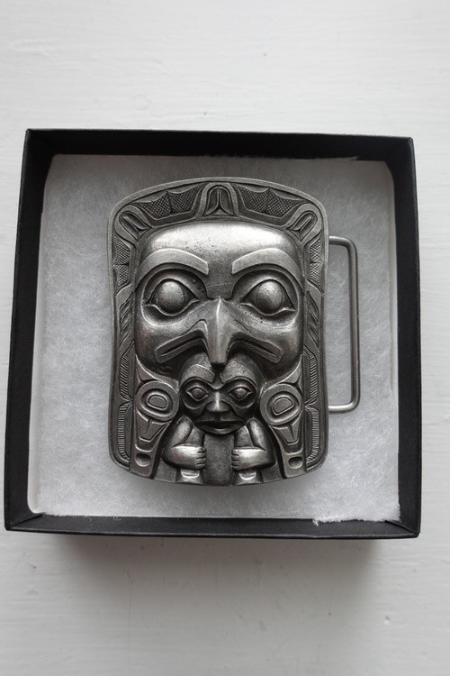 AnitaAvantGardArt ETSY USA HAIDA Spirit Belt Buckle West Coast Native 