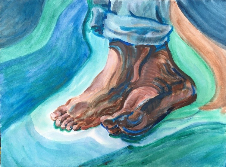 Barefoot With Abstract Shapes