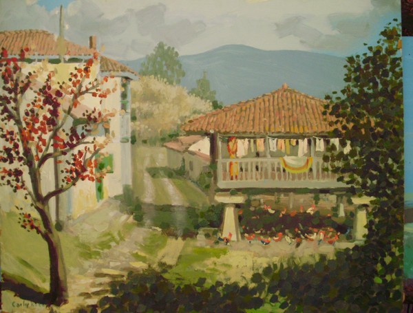 Hórreo con gallinas
