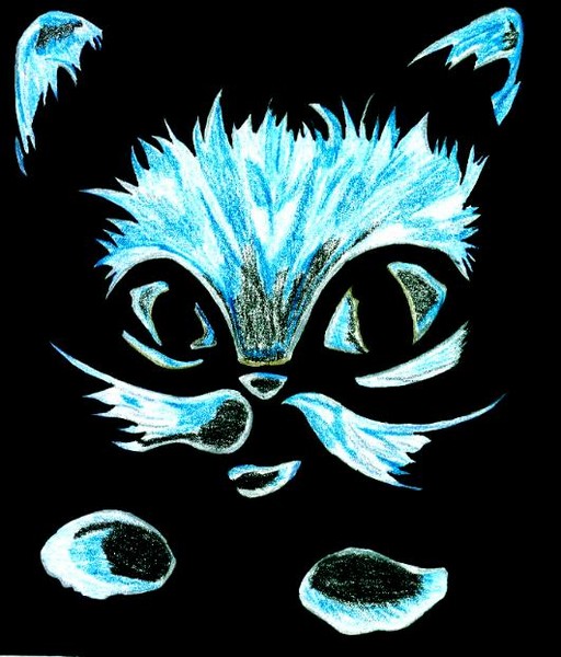Neon Blue Cat Head