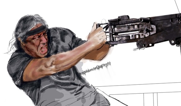 Browning 50 cal MG + RAMBO= ANTI TERRORISM!