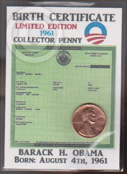 1961 Lincoln Cent Barack OBAMA Birth Year F 001