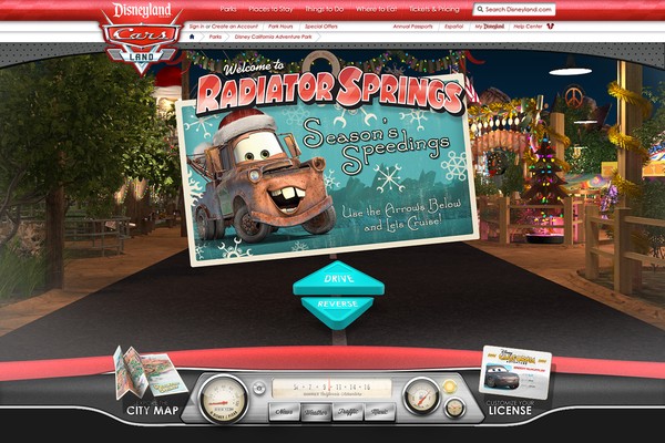 Cars Land web site design for Disney