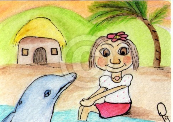 Playing With The Dolphins - Island Girl