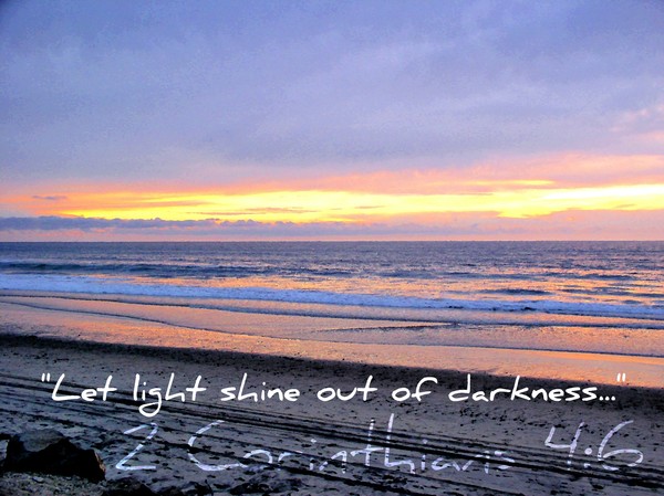 Sunset Beach P1010044 - boost - oil paint - text - let light shine out of darkness