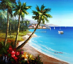 Tropical palm tree on seabeach