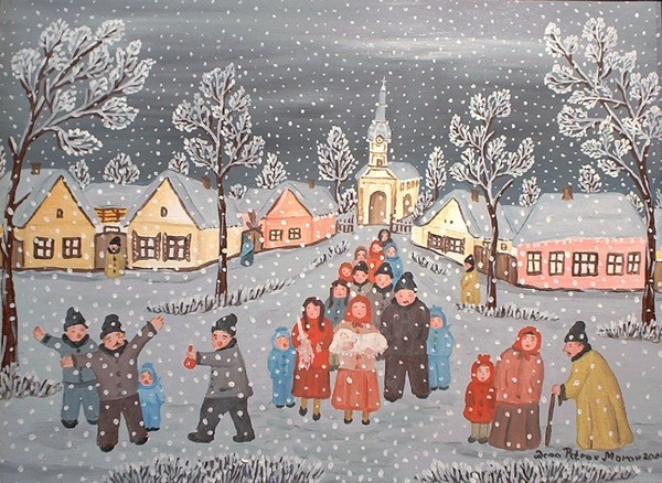 in front of church